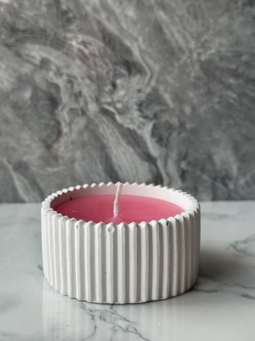 Aberto Design Vela de concreto soya 1TM color rojo aroma lavanda y vainilla hecha a mano para relajación y decoración del hogar